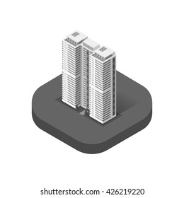 Skyscraper logo building icon. Building and isolated skyscraper, tower and office city architecture, house business building logo, apartment office vector illustration