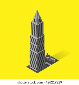 Skyscraper logo building icon. Building and isolated skyscraper, tower and office city architecture, house business building logo, apartment office vector illustration