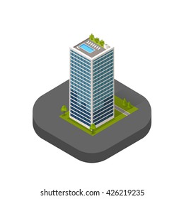 Skyscraper logo building icon. Building and isolated skyscraper, tower and office city architecture, house business building logo, apartment office vector illustration