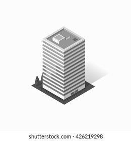Skyscraper logo building icon. Building and isolated skyscraper, tower and office city architecture, house business building logo, apartment office vector illustration