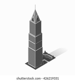 Skyscraper logo building icon. Building and isolated skyscraper, tower and office city architecture, house business building logo, apartment office vector illustration