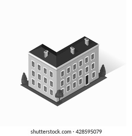 Skyscraper logo building icon. Building and isolated skyscraper, tower and office city architecture, house business building logo, apartment office vector illustration