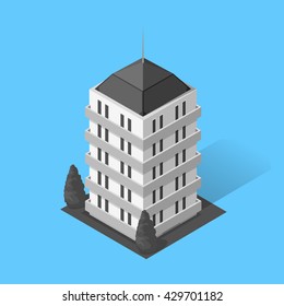 Skyscraper logo building icon. Building and isolated skyscraper, tower and office city architecture, house business building logo, apartment office vector illustration