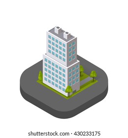 Skyscraper logo building icon. Building and isolated skyscraper, tower and office city architecture, house business building logo, apartment office vector illustration