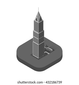 Skyscraper logo building icon. Building and isolated skyscraper, tower and office city architecture, house business building logo, apartment office vector illustration