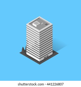 Skyscraper logo building icon. Building and isolated skyscraper, tower and office city architecture, house business building logo, apartment office vector illustration