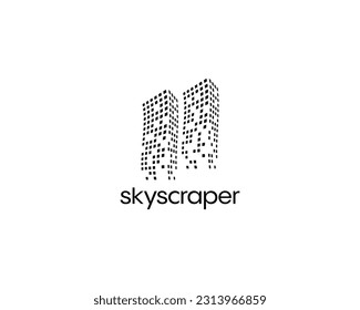Plantilla de diseño del logotipo de rascacielos para la identidad empresarial. Ilustración vectorial de la línea aérea de la ciudad.