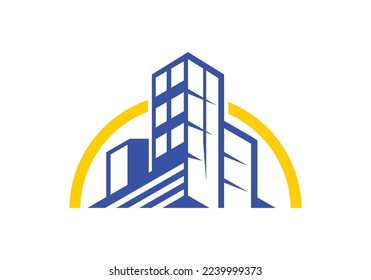 Skyscraper logo, identical to company, good for enterprise, bank, insurance company, brand of product, icons, stickers, big community logo, and etc.