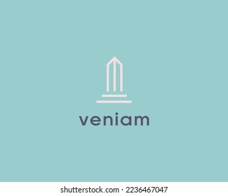 Skyscraper logo. Premium real estate finance sign. Universal line building house construction logotype. Vector illustration.