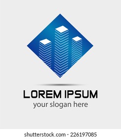 Skyscraper logo template. Real Estate symbol. Commercial Business property icon