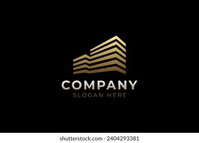 Rascacielos Logotipo de construcción de lujo icono plantilla de diseño vector