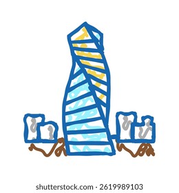 arranha-céu moderno edifício doodle ícone esboço vetor. arranha-céu moderno edifício sinal. símbolo isolado ilustração