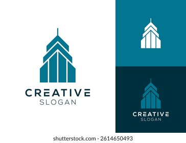 Skyscraper or modern building logo design for urban or apartment