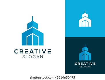 Skyscraper or modern building logo design for urban or apartment