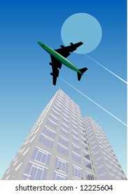 Skyscraper / Office Block in vector format. Every feature of each building including doors and windows can be edited or colored to suit.