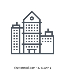 Skyscraper, office building icon suitable for info graphics, websites and print media. Vector, flat icon, clip art.