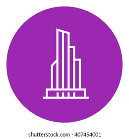 Icono de la línea de construcción de oficina de rascacielos.