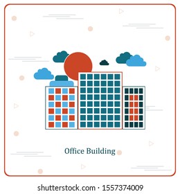 Skyscraper office flat business company building. Vector Illustration