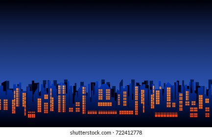 Skyscraper in panoramic metropolitan many modern buildings on midtown agent midnight sky,Vector illustration