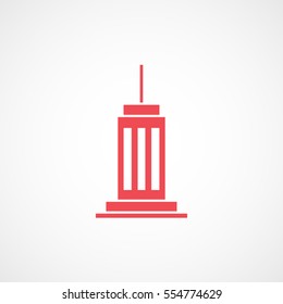 Skyscraper Red Flat Icon On White Background