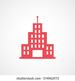 Skyscraper Red Flat Icon On White Background