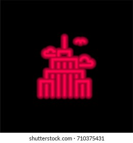 Skyscraper red glowing neon ui ux icon. Glowing sign logo vector