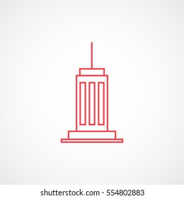 Skyscraper Red Line Icon On White Background