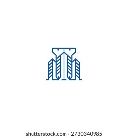 Projeto criativo do logotipo do parafuso do arranha-céu.
