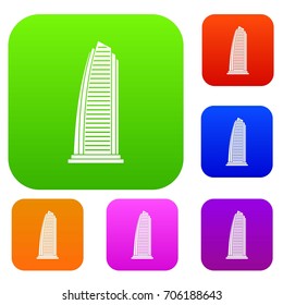 Skyscraper set icon in different colors isolated vector illustration. Premium collection