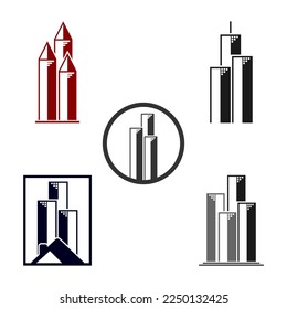 Skyscraper set illustration vector logo