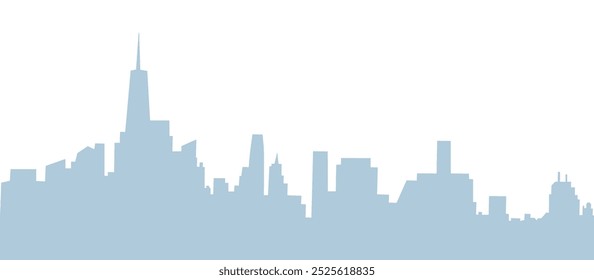 Siluetas de rascacielos. Frontera sin fisuras. Paisaje urbano. Horizonte de la ciudad simple. Siluetas azules del edificio moderno en el fondo blanco. Ilustración vectorial 