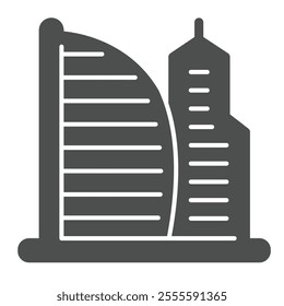 Skyscraper tower and tall building solid icon, real estate concept. Vector graphics. City skyscraper, multi storey house sign on white background, glyph style icon for mobile or web design