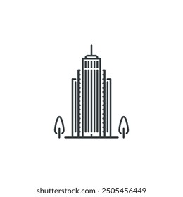Rascacielos, árbol, departamento, hotel, edificio, icono de arquitectura, Ilustración vectorial