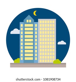 Skyscraper vector flat illustration for web, print design