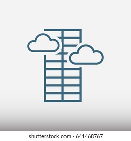 skyscraper vector flat pictograph line icon stock design illustration