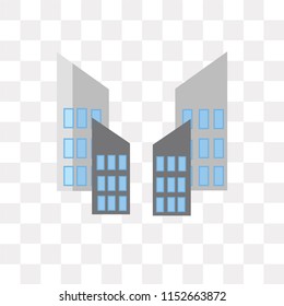 Skyscraper vector icon isolated on transparent background, Skyscraper logo concept