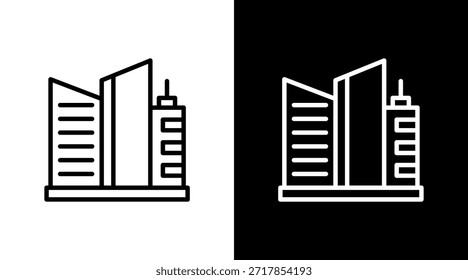 Diseño de conjunto de iconos blancos de rascacielos
