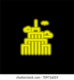 Skyscraper yellow glowing neon ui ux icon. Glowing sign logo vector