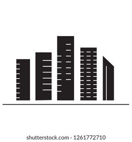 Skyscrapers black vector concept icon. Skyscrapers flat illustration, sign