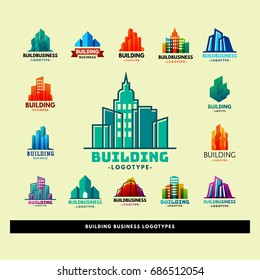 Skyscrapers buildings label tower office city architecture badge house business apartment vector illustration