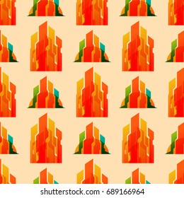 Skyscrapers buildings seamless pattern tower office city architecture house business apartment vector illustration