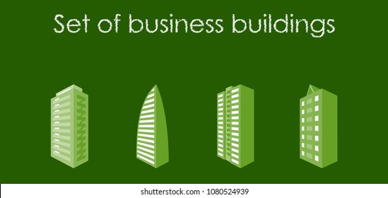 Skyscrapers buildings. Towers city business architecture, apartment and office building, urban landscape. Vector illustration in trendy flat style isolated on background