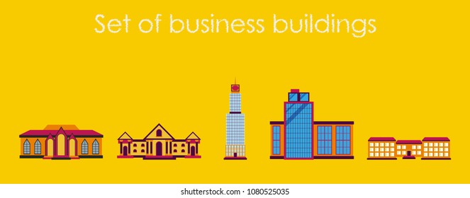 Skyscrapers buildings. Towers city business architecture, apartment and office building, urban landscape. Vector illustration in trendy flat style isolated on background