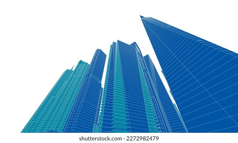 Skyscrapers in the city 3d illustration