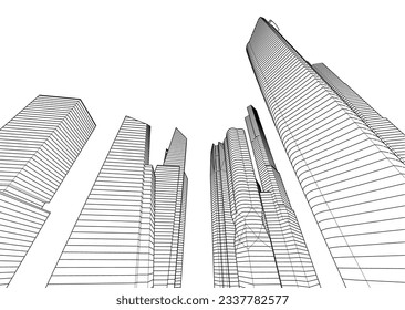 Skyscrapers in the city 3d illustration