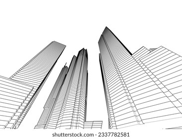 Skyscrapers in the city 3d illustration
