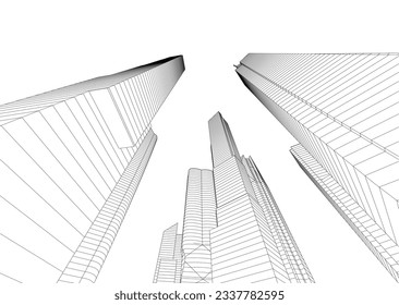Skyscrapers in the city 3d illustration