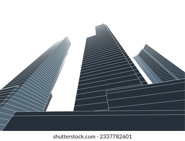 Skyscrapers in the city 3d illustration