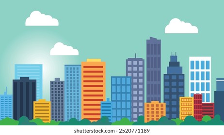 Skyscrapers City Building Cityscape Landscape in Bright Day