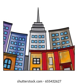 skyscrapers of city perspective from under the bottom vector illustration